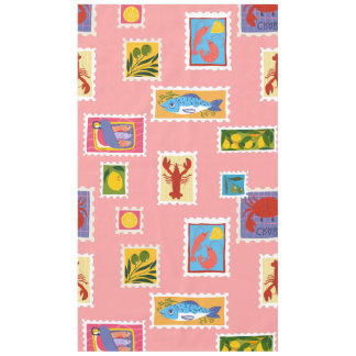 Nappe homard sardine citron timbres collage de fruits de