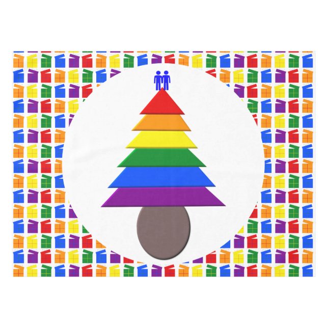Nappe Hommes gais Arbre de Noël arc-en-ciel et présente (Devant (Horizontal))