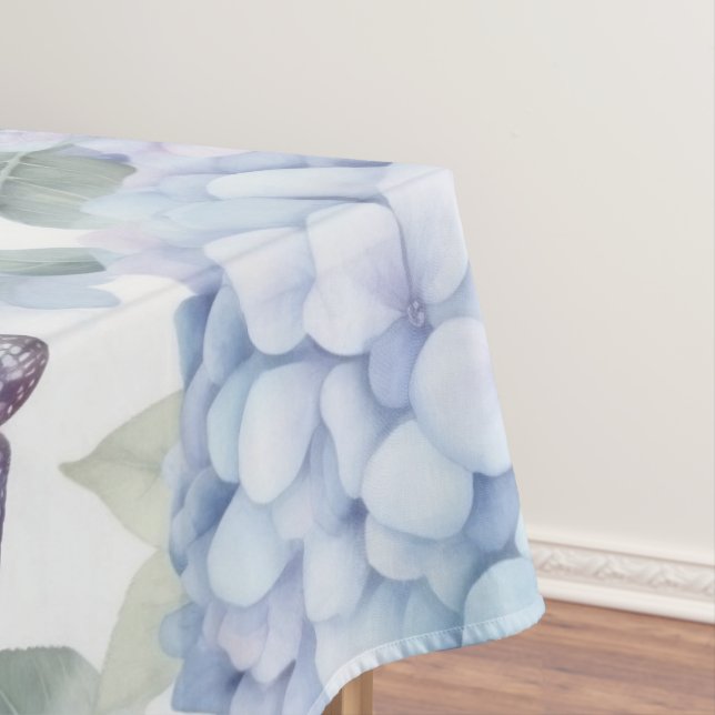 Nappe Hortensia Bleu Papillon Aquarelle Florale (In Situ)
