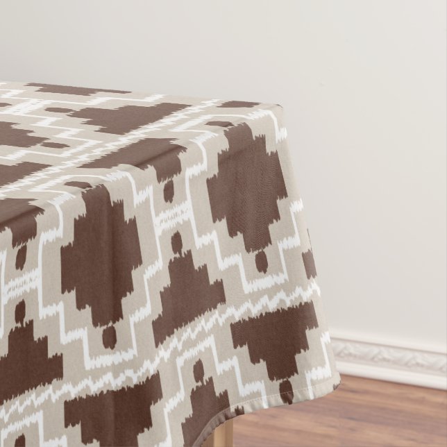 Nappe Ikat Aztec Tribal - Chocolat Brown et Taupe (In Situ)