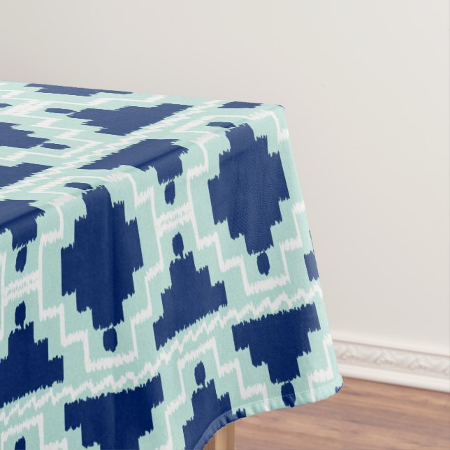 Nappe Ikat Aztèque Tribal - Indigo et bleu clair (In Situ)