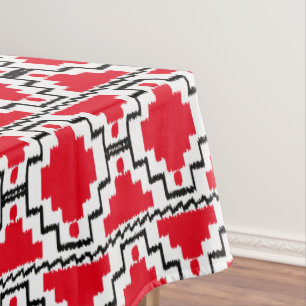 Nappe Ikat Aztèque Tribal - Rouge, Noir et Blanc