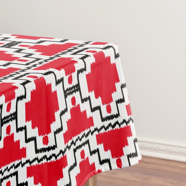 Nappe Ikat Aztèque Tribal - Rouge, Noir et Blanc (In Situ)