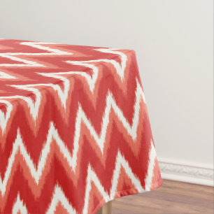 Nappe Ikat Chevron Stripes - Orange rouille et blanc
