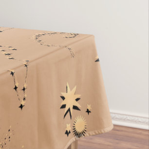 Nappe illusion 3D étoiles constellations lunes beige