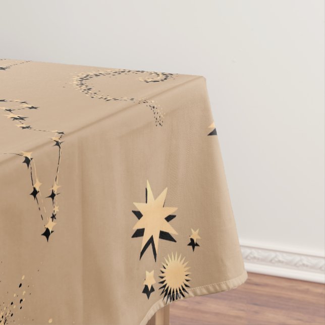 Nappe illusion 3D étoiles constellations lunes beige (In Situ)