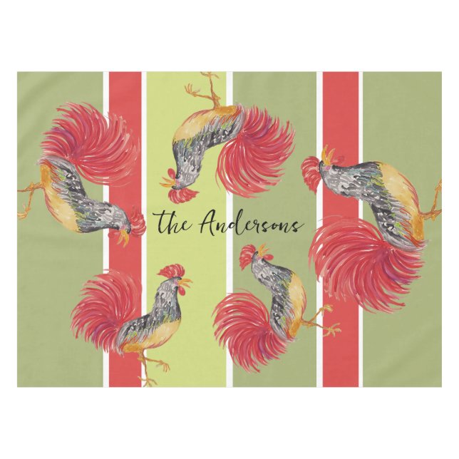 Nappe Illustration aquarelle Coq Rouge (Devant (Horizontal))