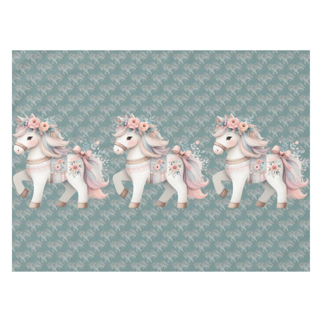 Nappe Illustration de l'Imaginaire Floral Pastel Horse (Devant (Horizontal))