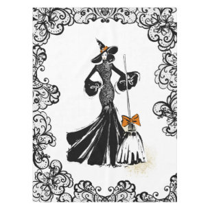 Nappe illustration de mode halloween avec dentelle noire