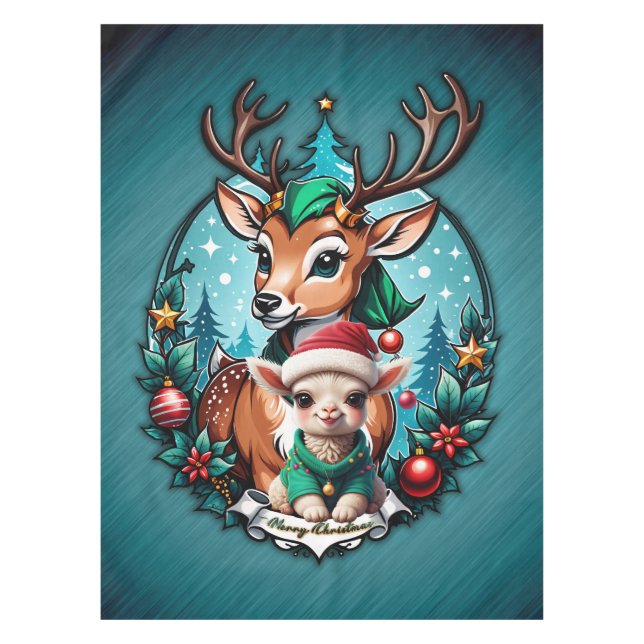 Nappe Illustration de Noël joyeuse et invitante  (Devant)