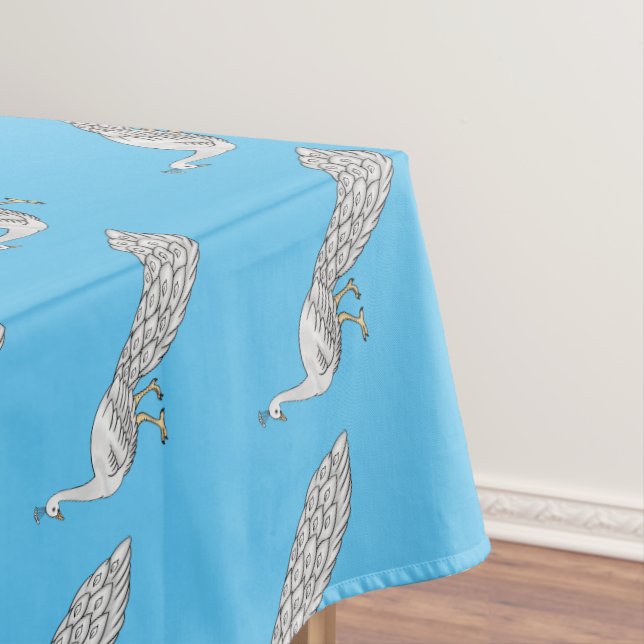 Nappe Illustration d'oiseau de paon blanc (In Situ)