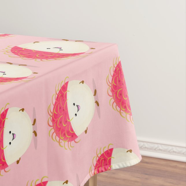 Nappe Illustration mignon du ramboutan rose (In Situ)