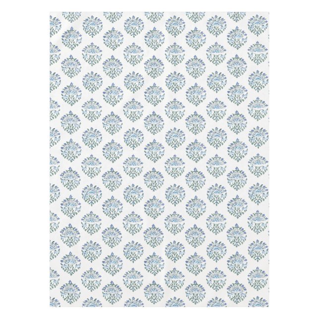 Nappe Impression de bloc de médaille florale verte bleue (Devant)
