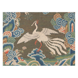 Nappe Impression de broderie en soie blanche antique chi