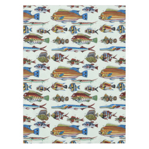 Nappe Impression d'histoire naturelle de poissons exotiq