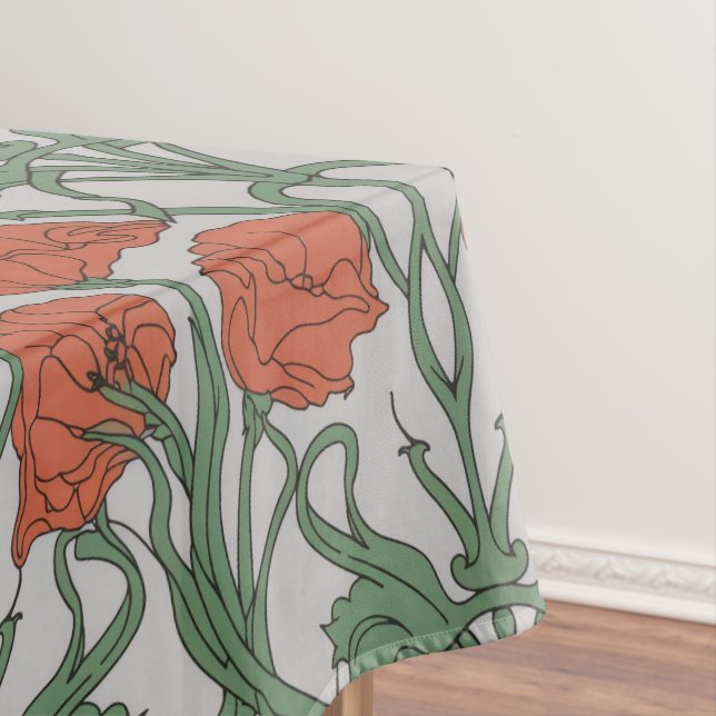 Nappe Impression florale Art Nouveau coquelicot rouge (In Situ)