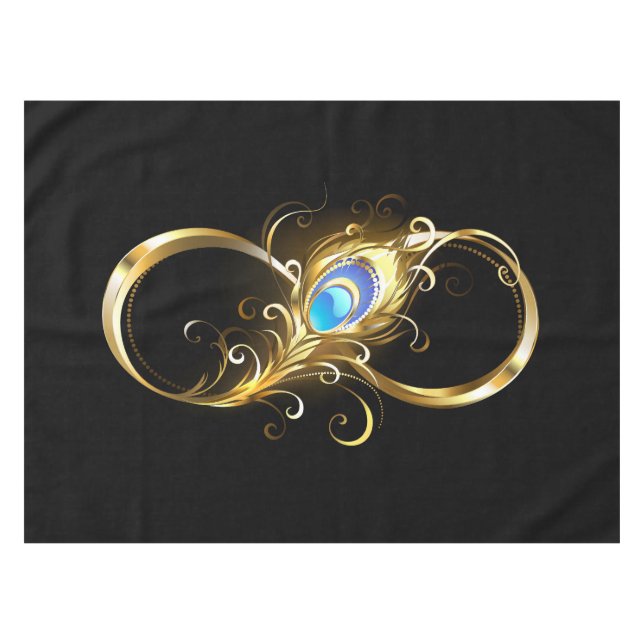 Nappe Infinité avec plume de paon doré (Devant (Horizontal))