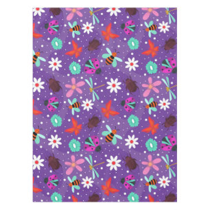Nappe Insectes colorés et fleurs sur un fond violet