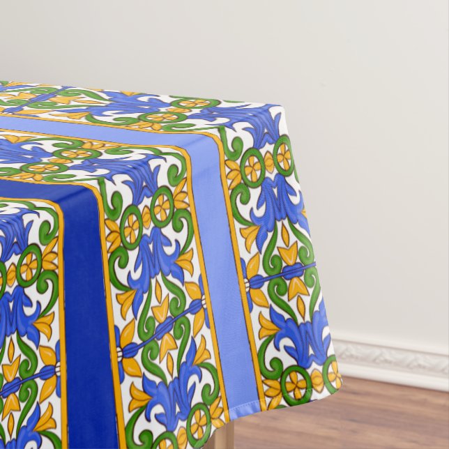 Nappe italien, art sicilien, motif de majolica     (In Situ)