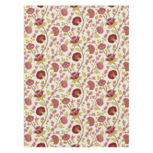 Nappe Jacobean Floral Pattern Rouge Rose Gold Crème