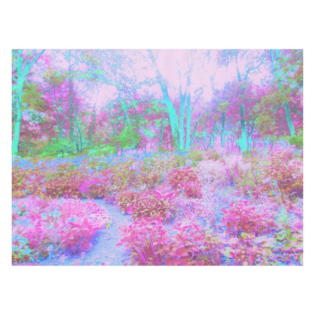 Nappe Jardin Abstrait impressioniste rose et turquoise (Devant (Horizontal))