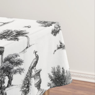 Nappe Jardin exotique oiseaux paon Toile de jouy