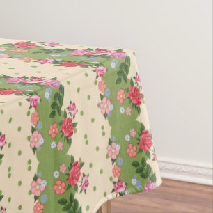 Nappe Jardin Floral vintage Pétales Vert rose
