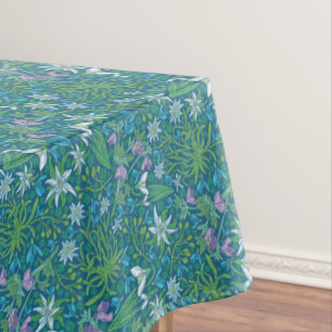 Nappe Jardin printanier Fête des Mères Bleu Violet Blanc