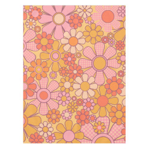 Nappe Jardin rétro En vichy Fleurs 60s les années 70 Mot