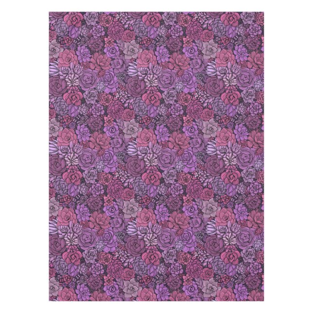 Nappe Jardin succulent en rose et violet (Devant)