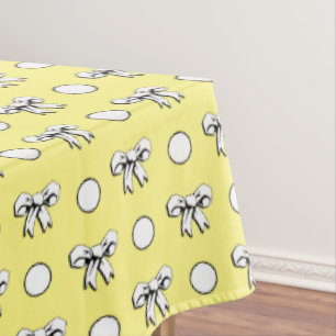 Nappe Jaune Beurre avec des Points Blancs Rubans de Dess