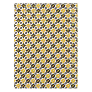 Nappe Jaune Blanc À damiers Fleur de lis Design