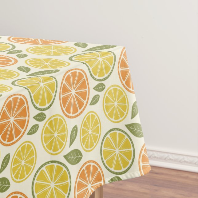 Nappe Jaune citron orange  Motif blanc  (In Situ)