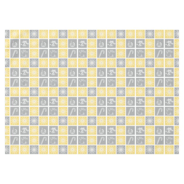 Nappe Jaune gris vacances hiver quilt motif (Devant (Horizontal))
