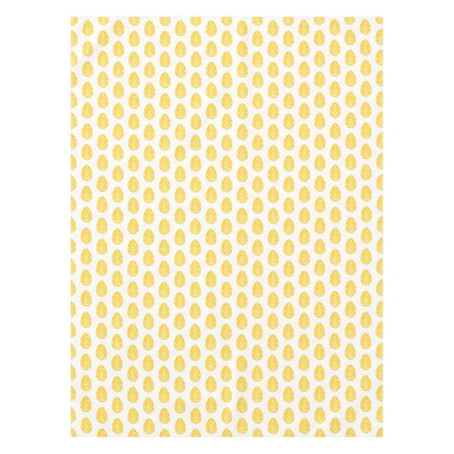 Nappe Jaune Rustique Floral Oeuf de Pâques Linocut (Devant)