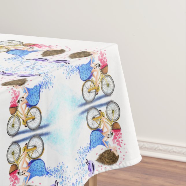 Nappe Jeune Fille Sur Une Table À Vélo Amour Romantique (In Situ)