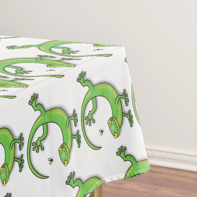 Nappe Joli gecko vert salutations avec dessin animé (In Situ)
