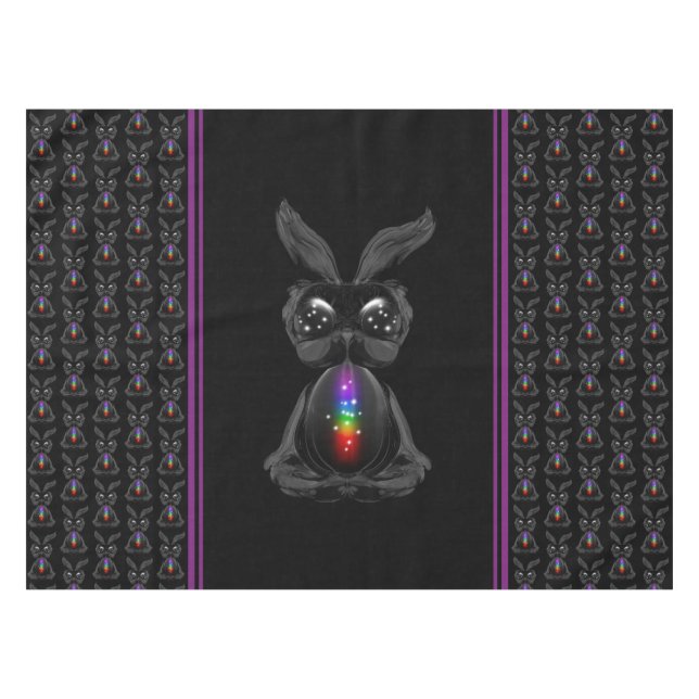 Nappe Joli lapin noir avec Soul arc-en-ciel Chakra (Devant (Horizontal))