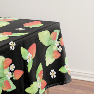 Nappe Joli motif botanique aquarelle de fraise