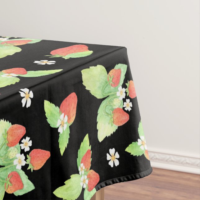 Nappe Joli motif botanique aquarelle de fraise (In Situ)