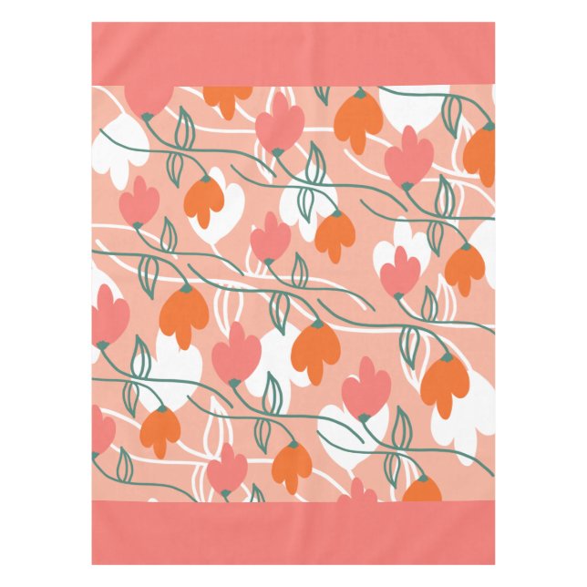Nappe Joli Motif Botanique Orange à main de fleurs (Devant)
