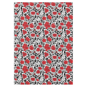 Nappe Joli motif floral en rouge, noir et blanc