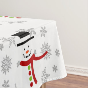 Nappe Joli napperon de Noël bonhomme de neige et flocons