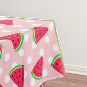 Nappe Joli Pastèque pois et chevron rose