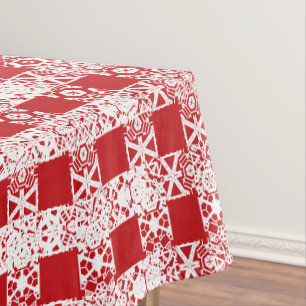 Nappe Joli rouge blanc dentelle grille plaid motif Noël