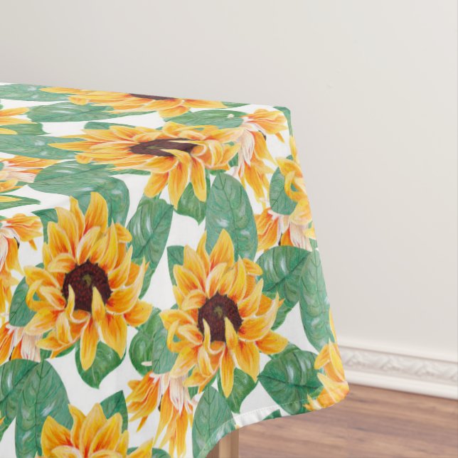 Nappe Joli tournesol Jaune et Motif vert (In Situ)