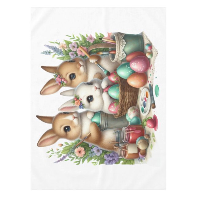 Nappe Jolie fête de peinture de Pâques Bunny/Printemps (Devant)