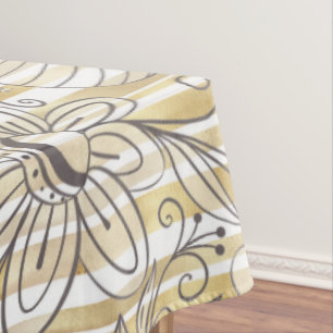 Nappe Jolie fille gris floral Doodles Gris Gris Or Strip