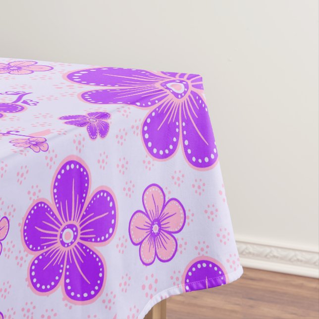 Nappe Jolie impression florale violet et rose sur Lavend (In Situ)