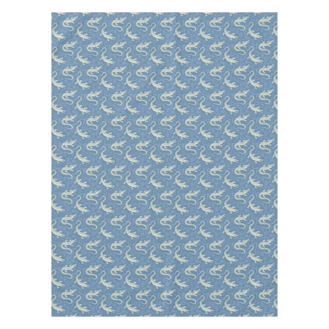 Nappe Jouer Alligator Vert Paisley sur Bleu (Devant)